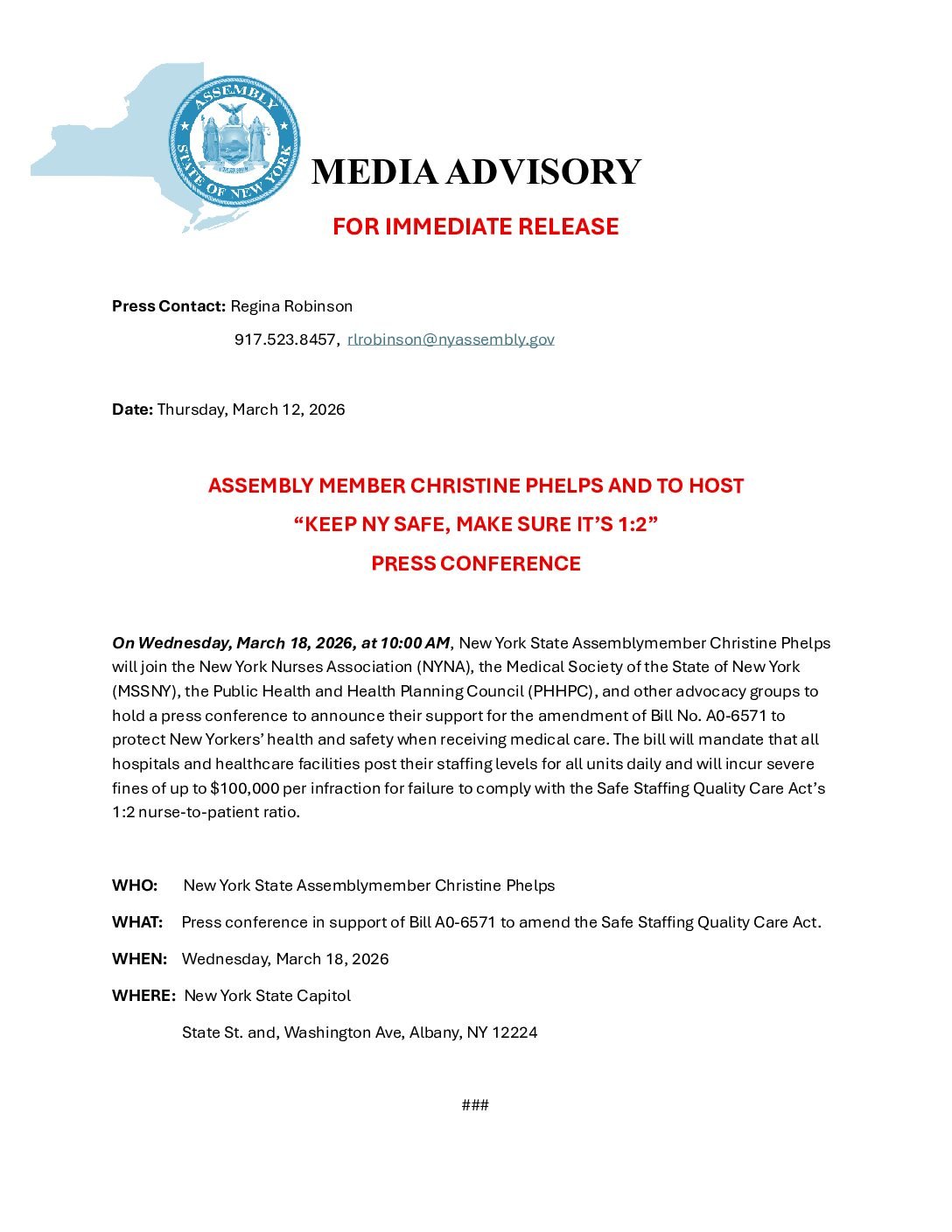 Media Advisory